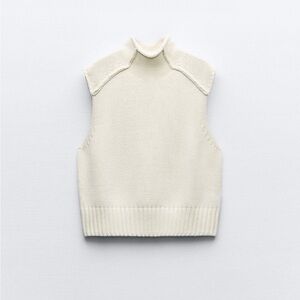 Zara White Knit Sweater Vest